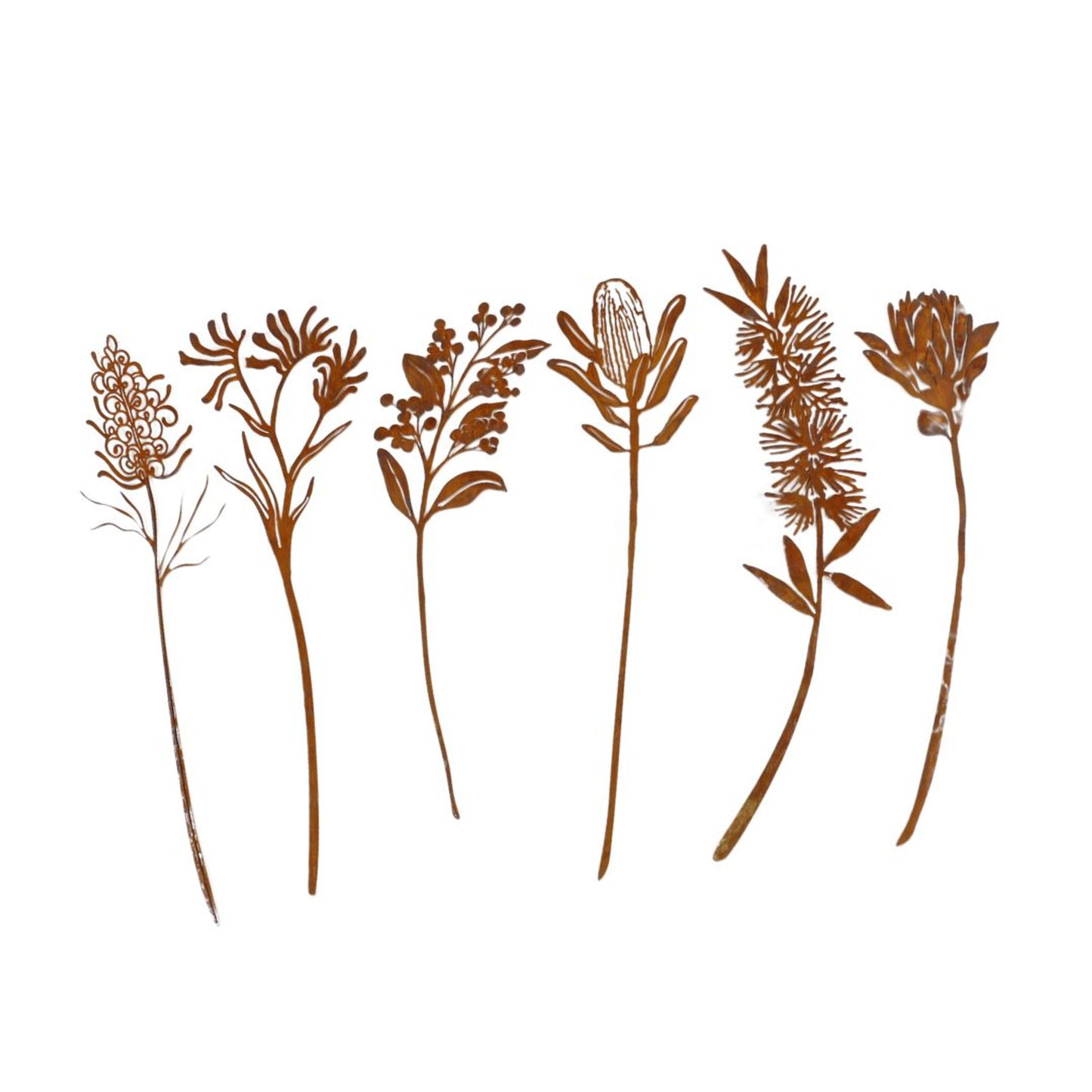 Rust Australian Flower Stake - Set of 6 or Individual Piece