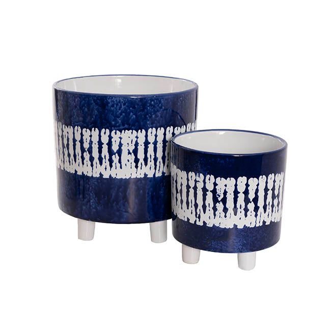 Home Accents Plant Pot Blue White Spot