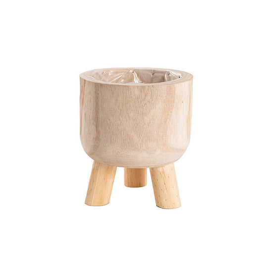 Wooden Cylinder Pot with long feet