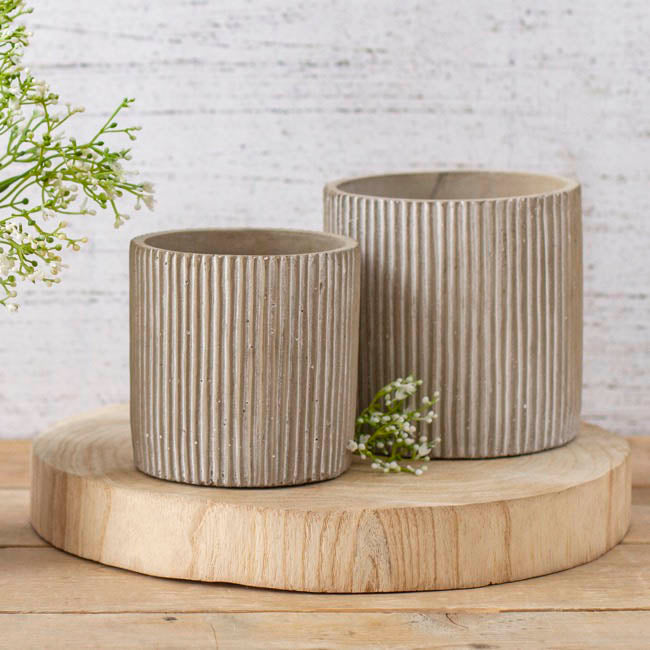 Cement Amelia Cylinder Pot Grey