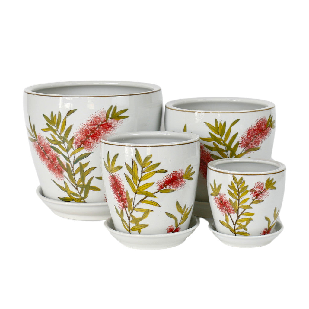 Hand Painted Bottle Brush Pots - Various Sizes