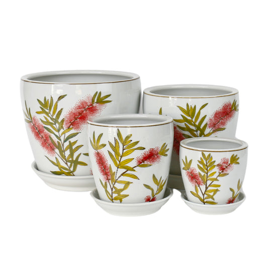 Hand Painted Bottle Brush Pots - Various Sizes