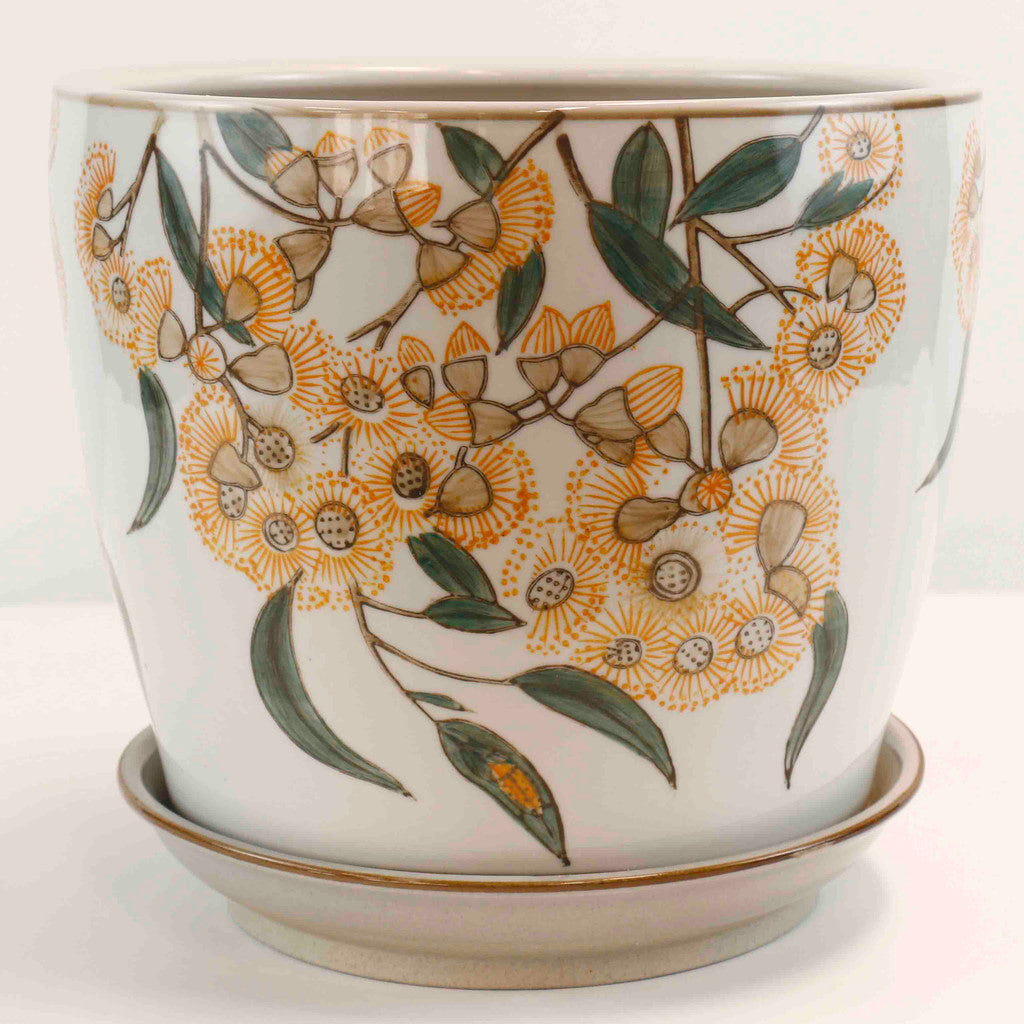 Hand Painted Yellow Blossom Pots - Various Sizes