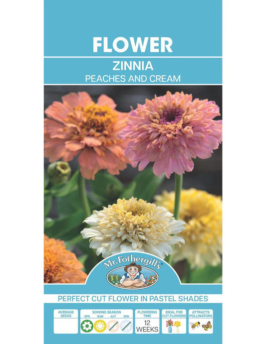 Peaches & Cream Mixed Zinnia Seeds 50 Seeds